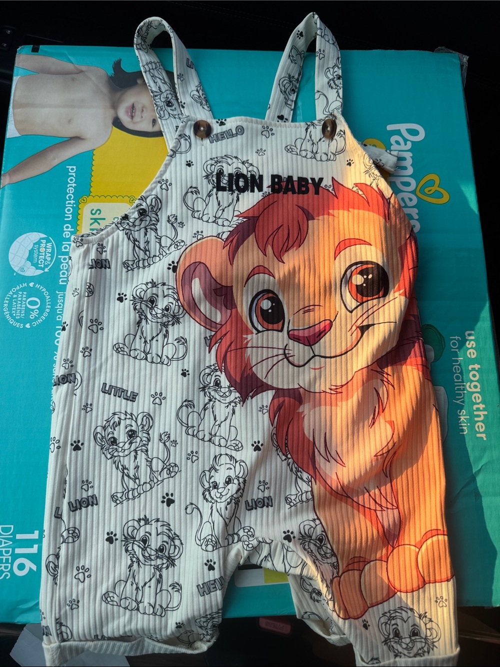 Lion Baby Graphic Cream Kids Romper 12/18months